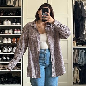 H&M Seersucker Checked Button Down Shirt